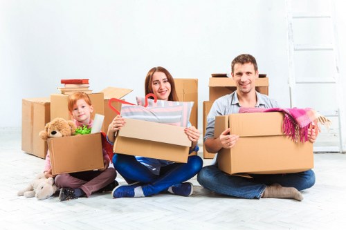 House move preparation with labeled boxes in Barnet