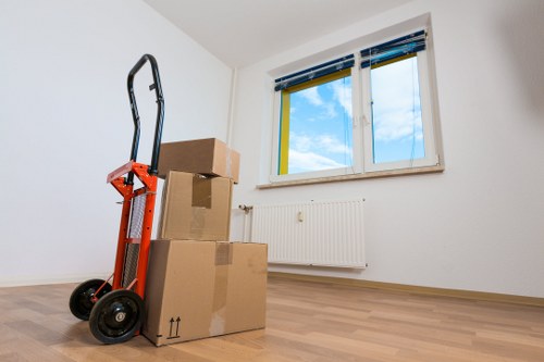 Packed household boxes ready for storage in Barnet