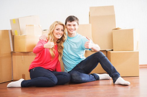 Packed moving boxes prepared for a Barnet house move
